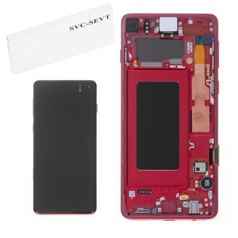 Samsung SERVICE PACK Display LCD ORIGINALE + Frame Per Galaxy G973 S10 | Cardinal Red Rosso