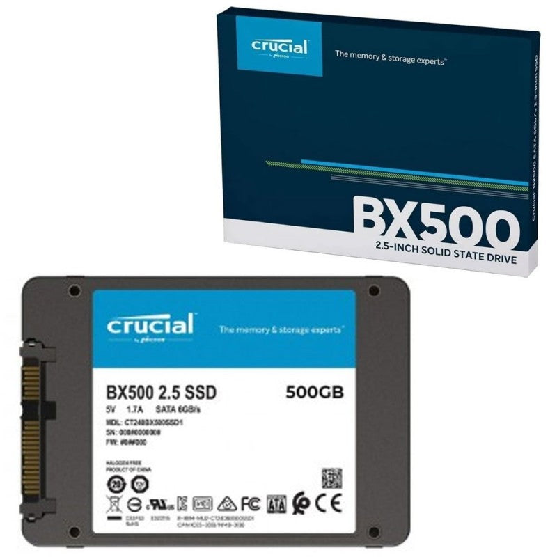 Crucial SSD Interno BX500 2,5" 500GB fino a 540 MB/s Stato Solido (Sata 6Gb/s)
