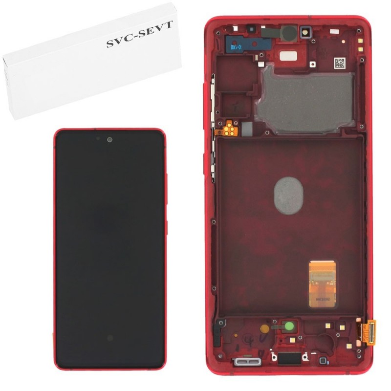 Samsung SERVICE PACK Display LCD ORIGINALE + Frame Per Galaxy S20 FE G780F | Cloud Red Rosso | NO ANTENNA 5G