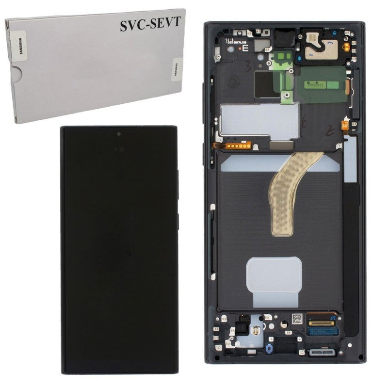 Samsung SERVICE PACK Display LCD ORIGINALE + Frame Per Galaxy S908 S22 Ultra 5G | Graphite Sky Blu Red