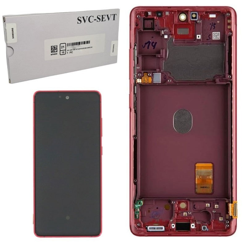 Samsung SERVICE PACK Display LCD ORIGINALE + Frame Galaxy S20 FE 5G G781 | Cloud Red Rosso | COMPLETO DI ANTENNA 5G