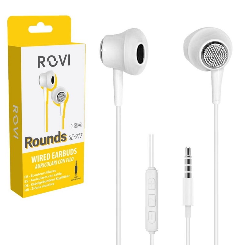 Rovi ROUNDS SE-917 Auricolari a filo Jack 3,5mm Bianchi