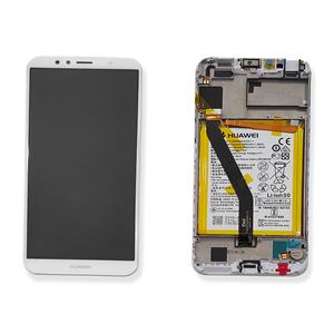 DISPLAY LCD PER HUAWEI Y6 2018 BIANCO CON FRAME + BATTERIA 02351WLK