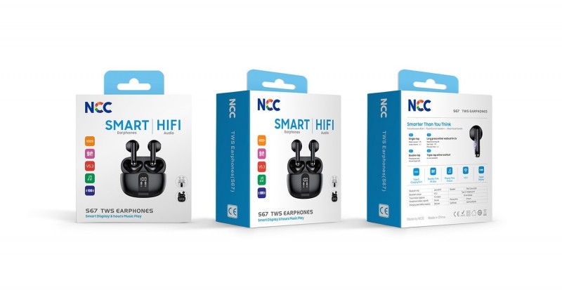 NCC Auricolare Bluetooth S67 Cuffie TWS Smart Display Audio HIFI | Nero
