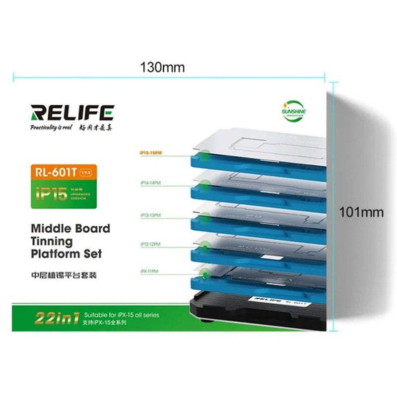 RELIFE RL-601T Set dispositivo reballing per la riparazione di schede madri 22 in 1