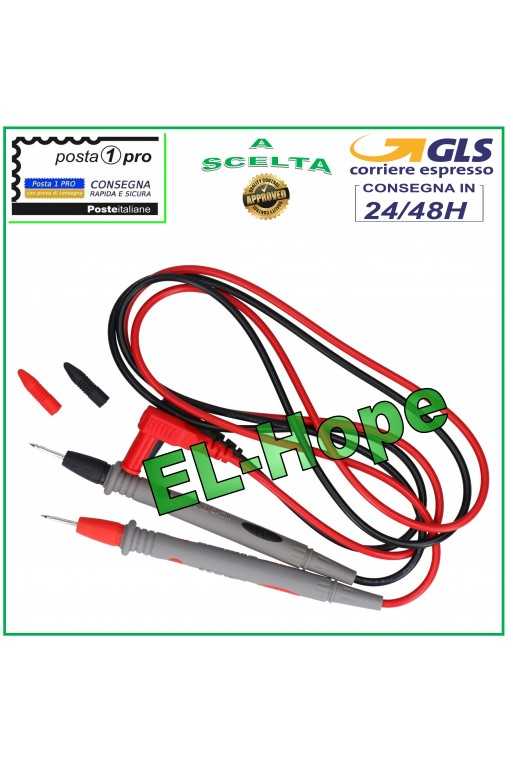 COPPIA PUNTALI SPILLO PER TESTER MULTIMETRO PROFESSIONALI CAT III 1000V 10A