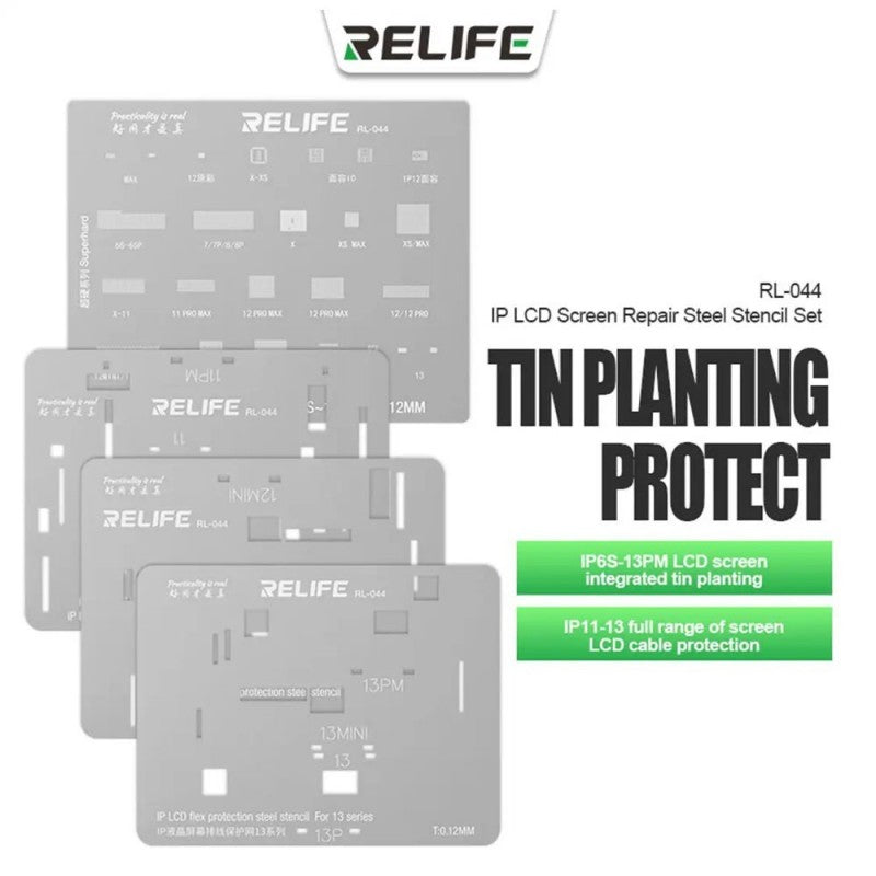 RELIFE RL-044 Set di Stencil per la Riparazione di LCD iPhone Da 6S a 13 PRO MAX