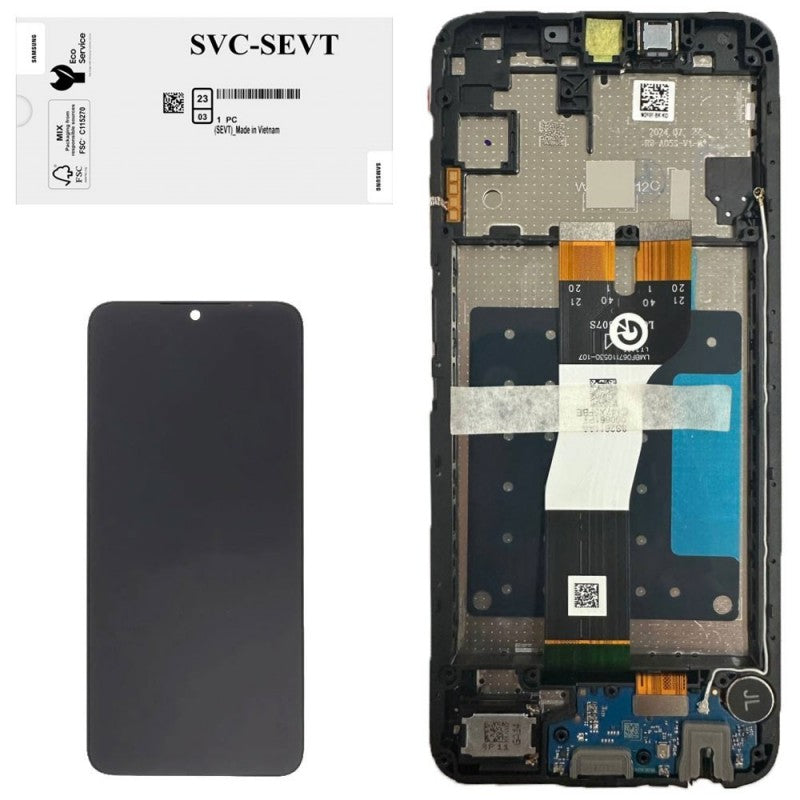 Samsung SERVICE PACK Display LCD ORIGINALE + Frame + SUP BOARD Per Galaxy A05s 2023 A057 Nero