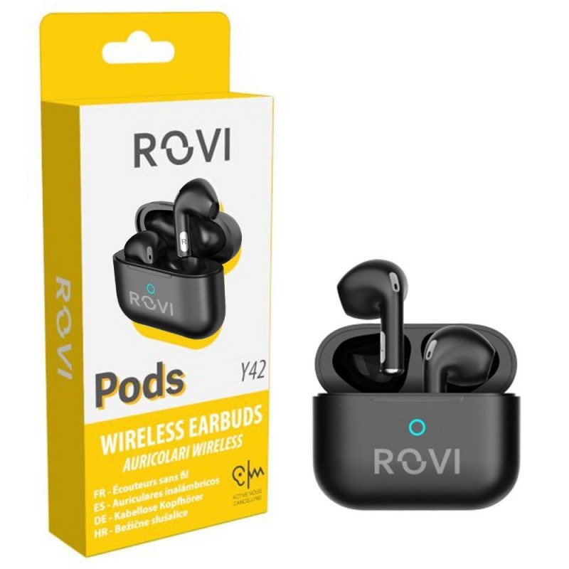 Rovi Auricolare Bluetooth True Wireless Y42 PODS Con Noise Cancelling Nero