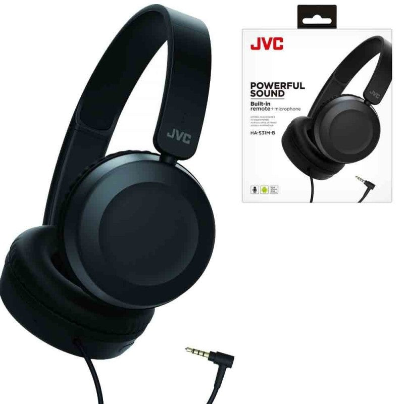 JVC Cuffie Pieghevoli Sovraurali Leggere con Telecomando e Microfono HA-S31M-B-E | Nero