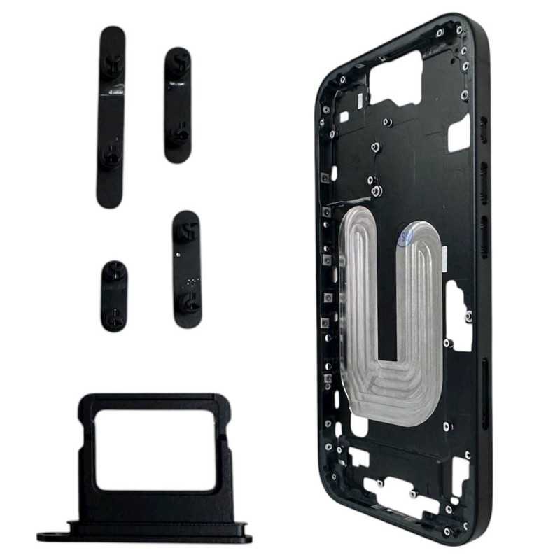 Middle Frame Telaio con Carrello Sim e Tasti Laterali per Apple iPhone 16 Plus | Nero