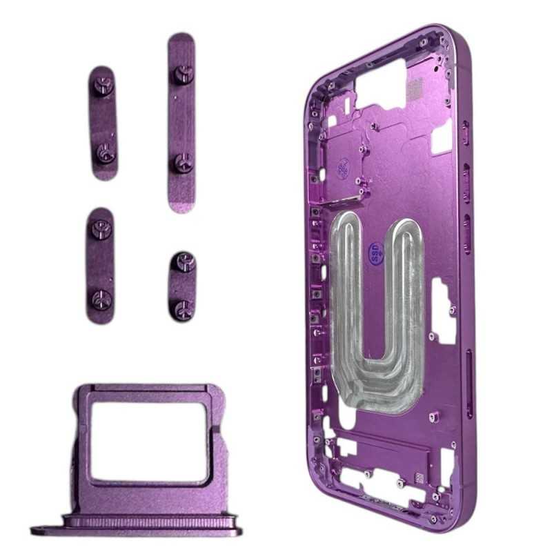 Middle Frame Telaio con Carrello Sim e Tasti Laterali per Apple iPhone 16 Plus | Rose
