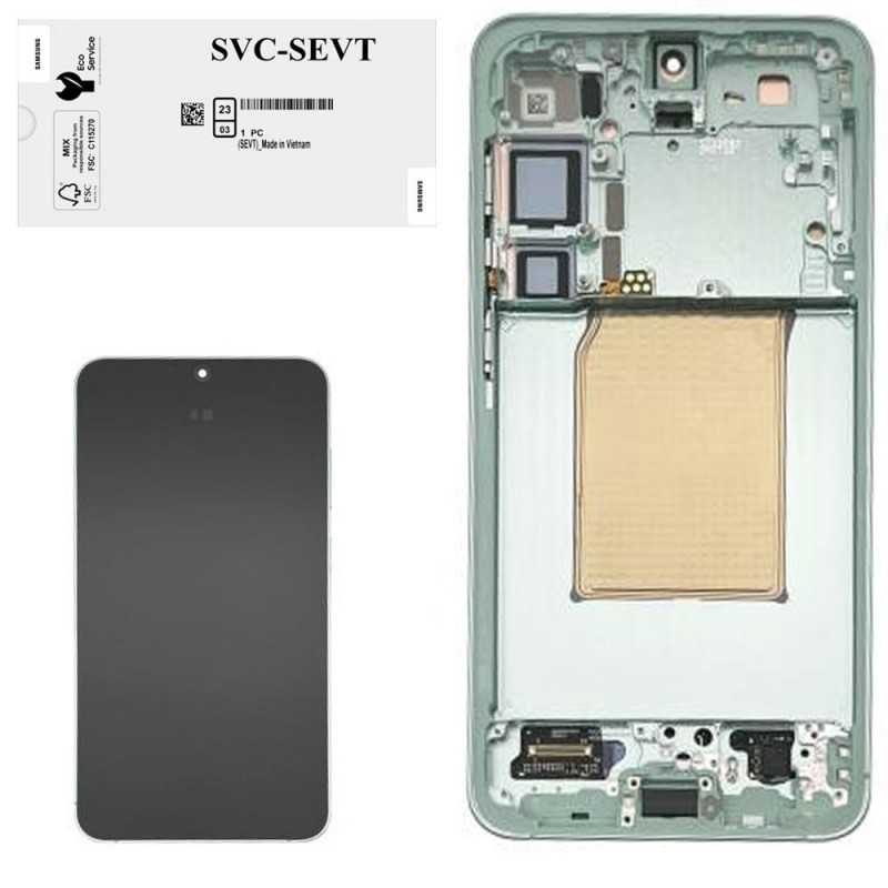 Samsung SERVICE PACK Display LCD ORIGINALE + Frame Per Galaxy S25+ PLUS 5G S936B VERDE / MINT