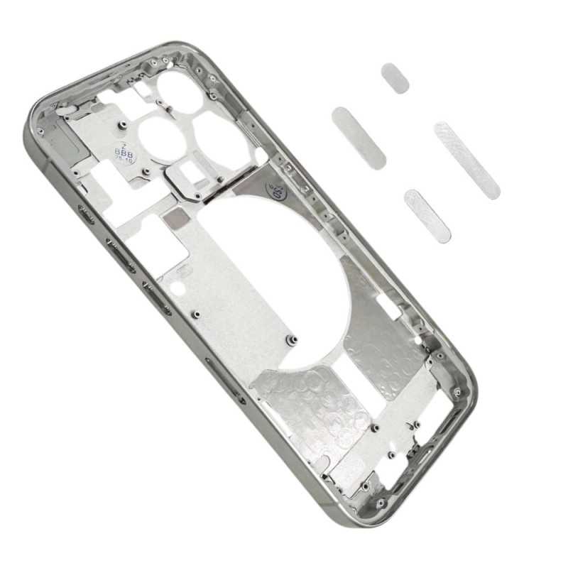 Middle Frame iPhone 15 Pro Telaio con Carrello Sim e Tasti Laterali per Apple | Bianco