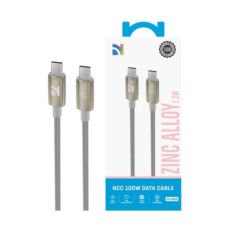 NCC Cavo di Ricarica da USB-C a USB-C 100W in Lega di Zinco XC-0506 | 1.2M Bianco