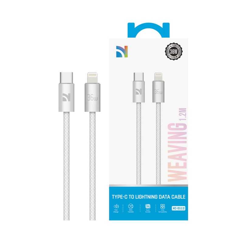 NCC Cavo di Ricarica da USB-C a Lightning 36W Intrecciato XC-0112 | 1.2m Bianco