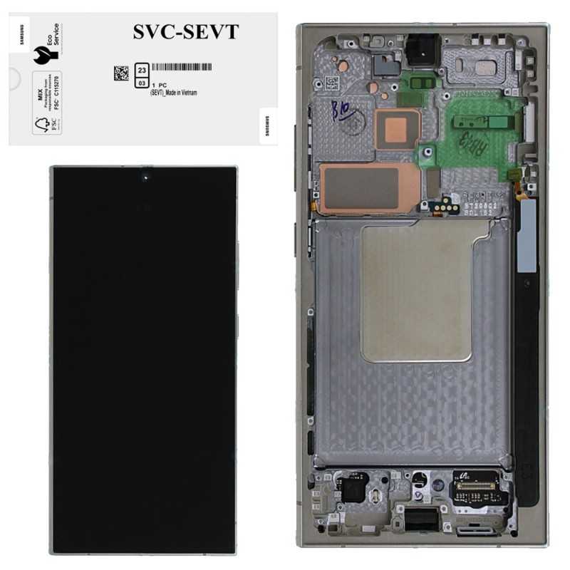 Samsung SERVICE PACK Display LCD ORIGINALE + Frame Per Galaxy S24 Ultra 5G S928 | Gray / Orange / Violet ASSEMBLED