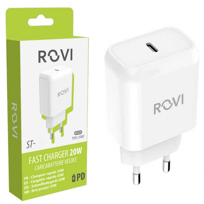 ROVI CaricaBatterie da Rete ST860 20W USB-C Fast Charger Power Delivery | Bianco
