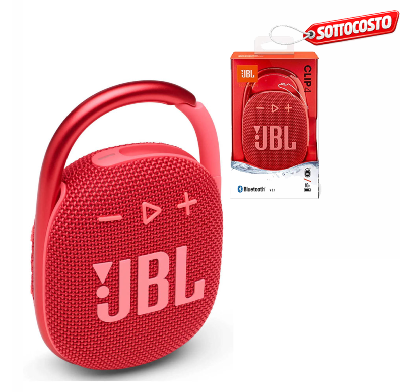 JBL CLIP 4 Speaker Bluetooth Cassa Portatile Waterprood e Dustproof IP67 | Rosso