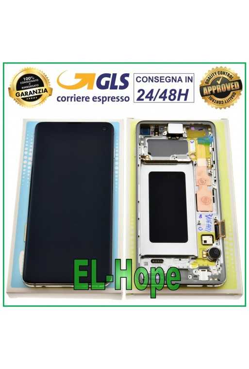 DISPLAY ORIGINALE SAMSUNG S10 SM-G973F DS TOUCH SCREEN PRISM BIANCO GH82-18850B