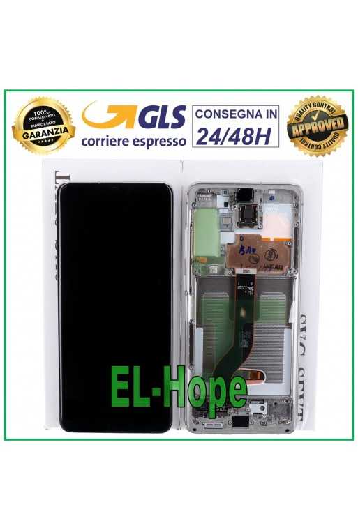 DISPLAY FRAME ORIGINALE SAMSUNG S20 PLUS SM-G985 G986 TOUCH BIANCO GH82-22145B