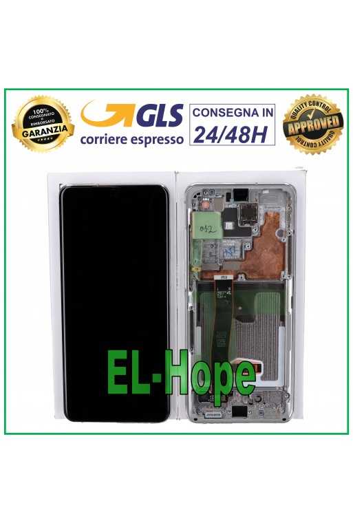 DISPLAY LCD ORIGINALE FRAME SAMSUNG S20 ULTRA SM-G988 TOUCH BIANCO GH82-22271C