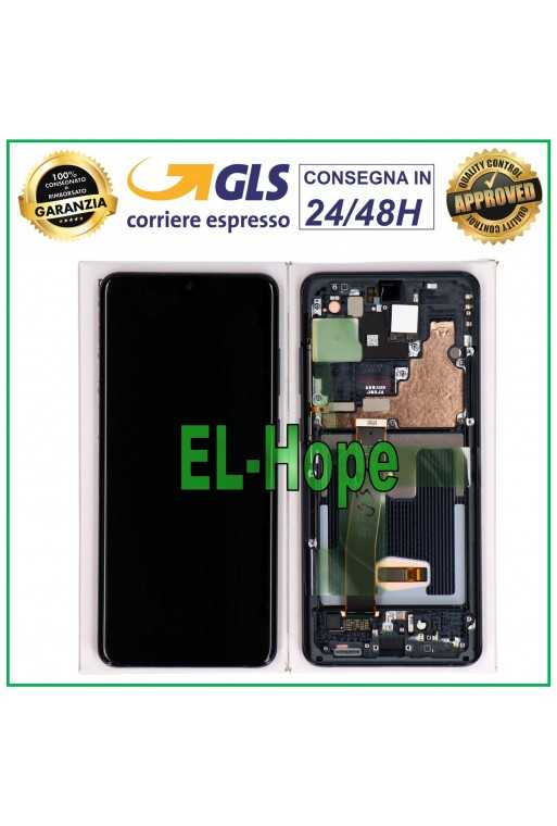 DISPLAY FRAME ORIGINALE SAMSUNG S20 ULTRA SM-G988 TOUCH SCREEN NERO GH82-26033A