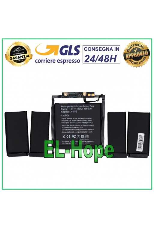 BATTERIA DI RICAMBIO A1819 PER APPLE MACBOOK PRO 13" A1706 4314 mAh BATTERY