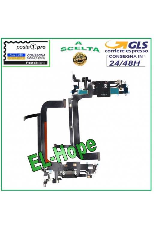 CONNETTORE RICARICA APPLE iPhone 13 PRO MAX FLAT FLEX MICROFONO DI CARICA NERO