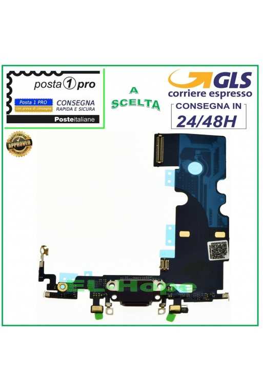 CONNETTORE RICARICA APPLE iPhone 8 FLAT FLEX MICROFONO ANTENNA DOCK CARICA NERO