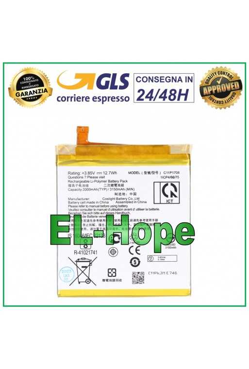 BATTERIA C11P1708 1ICP4/66/75 PER ASUS ZENFONE 5 ZE620KL 3300mAh PARI ORIGINALE