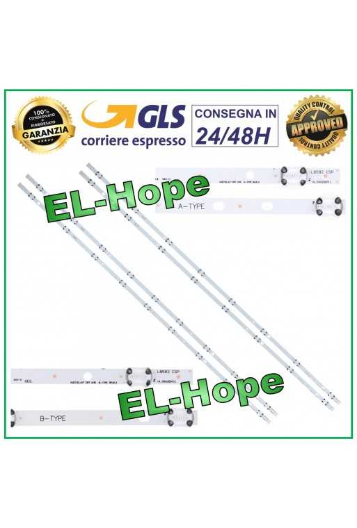 KIT 4 BARRE STRIP LED PER TV 43&amp;quot; TECHWOOD 43A04USB 43A06USB LB582 LB583