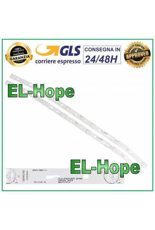 KIT 2 BARRE STRIP 6 LED PER TV 32&amp;quot; AKAI 32LED38P AKTV3222 AKTV3205T AKTV3212TS
