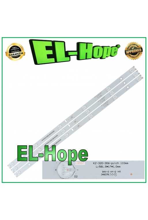 KIT 3 BARRE 6 LED PER TV 32&amp;quot; HISENSE KZ-320-306-PITCH JHD315GH-E52 AGS46124