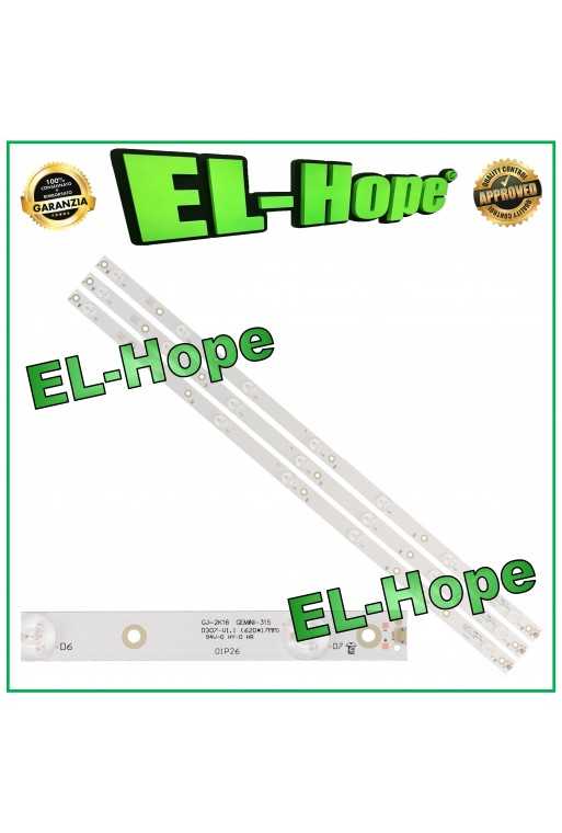 KIT 3 BARRE STRIP 7 LED PER TV 32&amp;quot; PHILIPS GJ-2K16 D307-V1.1 01P26 L620mm