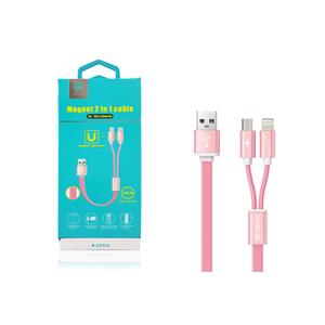 CAVO USB + MICRO USB + LIGHTNING DEVIA MAGNET 2 IN 1 ROSA