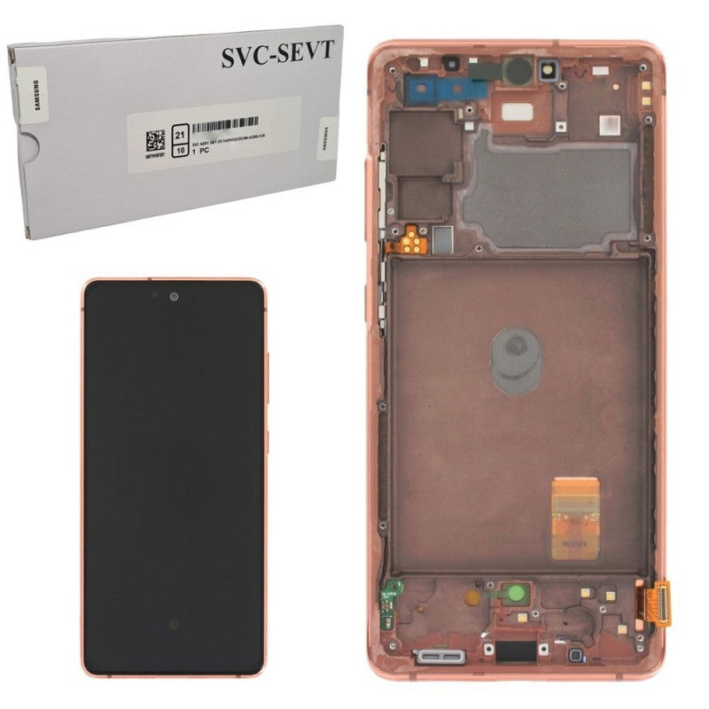 Samsung SERVICE PACK Display LCD ORIGINALE + Frame Per Galaxy S20 FE 5G G781 | Cloud Orange Arancione | + ANTENNA 5G