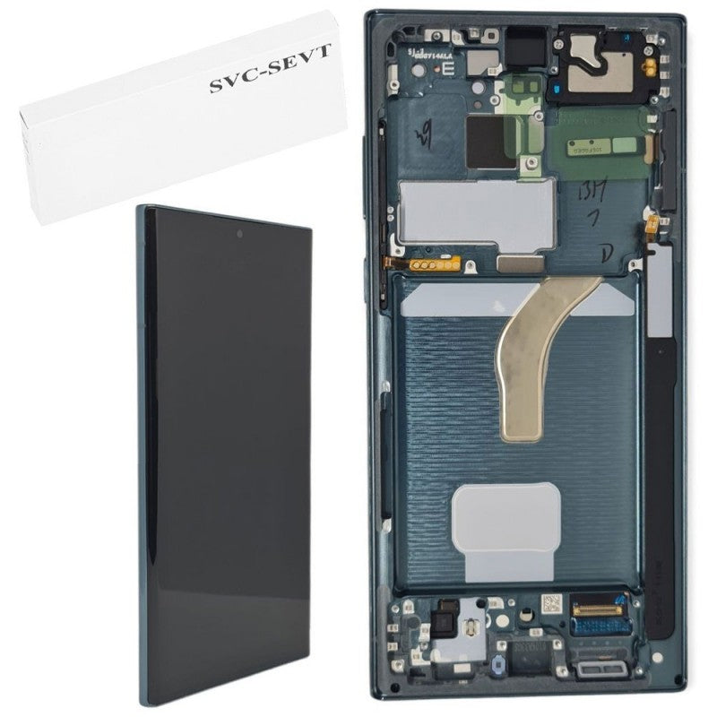 Samsung SERVICE PACK Display LCD ORIGINALE + Frame Per Galaxy S22 Ultra 5G S908 | Verde