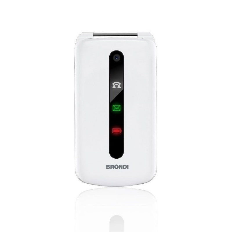 Brondi PRESIDENT Cellulare Ultra Sottile e con Icone LED sul Flip Fotocamera 1.3MP Dual Sim | Bianco