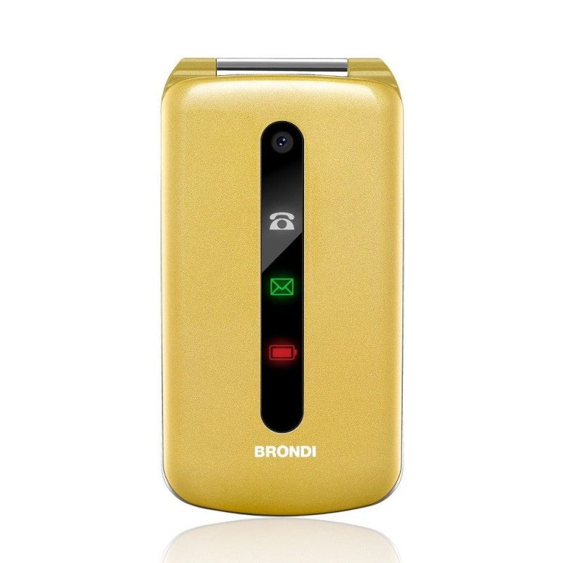 Brondi PRESIDENT Cellulare Ultra Sottile e con Icone LED sul Flip Fotocamera 1.3MP Dual Sim | Gold