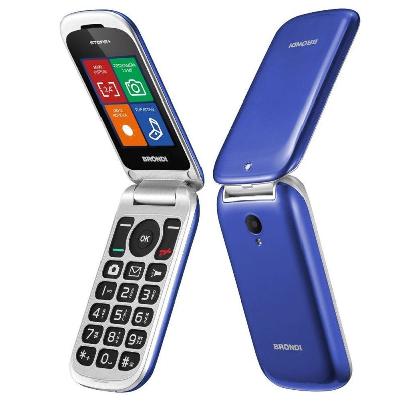 Brondi STONE+ Cellulare Ultra Sottile Dual Sim Fotocamera da 1.3Mp con LED FLASH | Blu