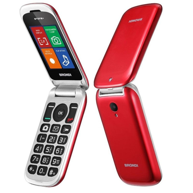 Brondi STONE+ Cellulare Ultra Sottile Dual Sim Fotocamera da 1.3Mp con LED FLASH | Rosso