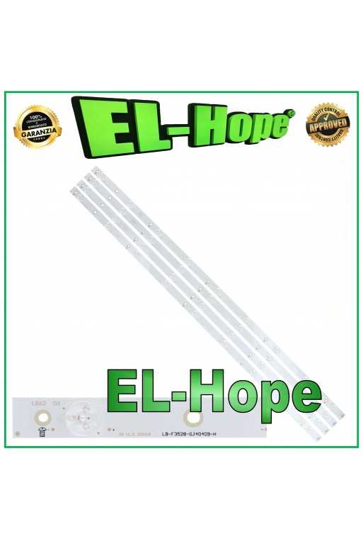 KIT 4 BARRE 9 LED PER TV 40&amp;quot; PHILIPS LB-F3528-GJ40409-H GJ-2K15-D2P5-400-D409