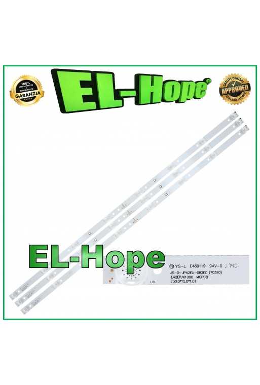 KIT 3 BARRE STRIP LED PER TV 42&amp;quot; AKAI JS-D-JP42EU-082EC YS-L E469119 L730mm 2PIN