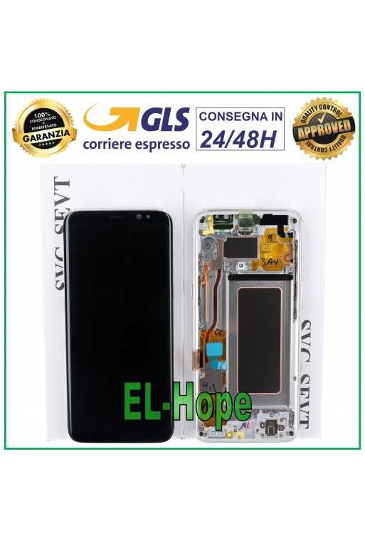 DISPLAY FRAME ORIGINALE SAMSUNG S8 SM-G950 G950 TOUCH SCREEN SILVER GH97-20473B