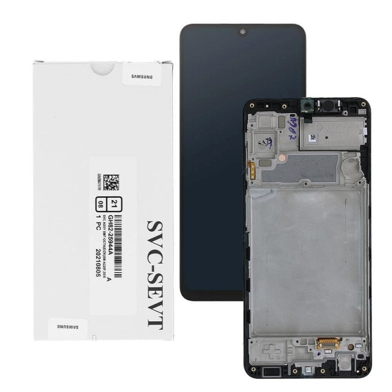 Samsung SERVICE PACK Display LCD ORIGINALE + Frame Per Galaxy A22 4G SM-A225F/FN | Nero