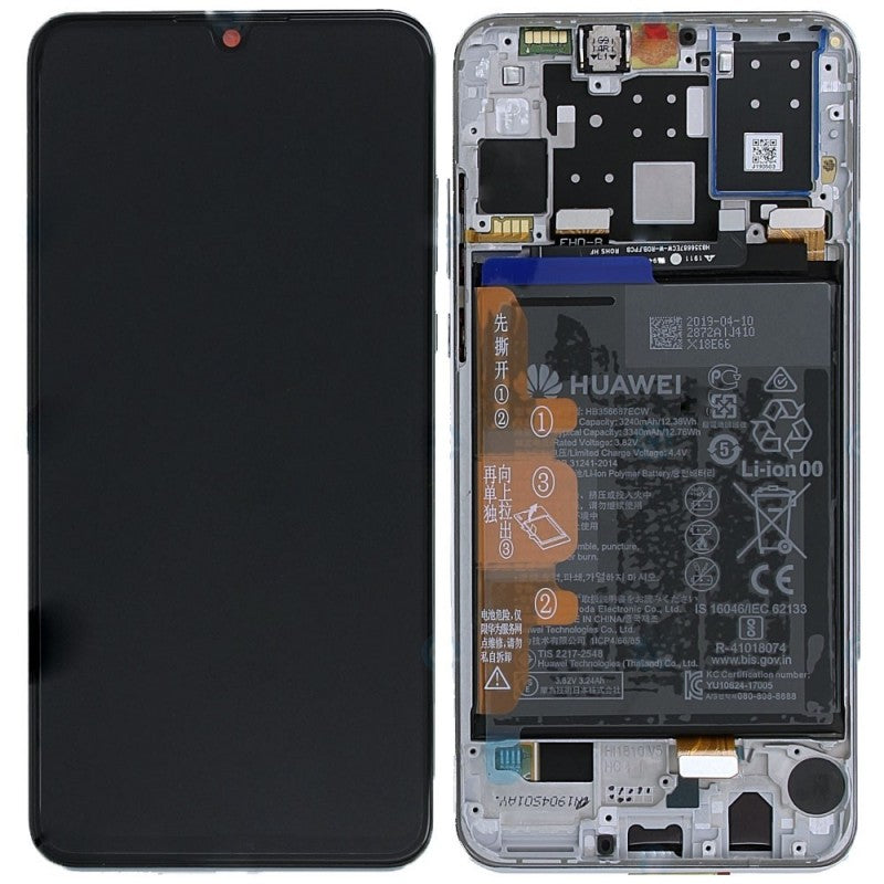 Huawei SERVICE PACK Display LCD ORIGINALE + Frame e Batteria Per P30 Lite Old Edition Camera 48MP | Bianco