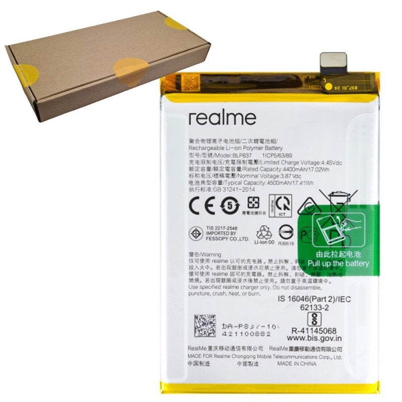 Realme Service Pack Batteria BLP837 Originale per 8 Pro / 9 Pro Plus | RMX3081 RMX3392 RMX3393