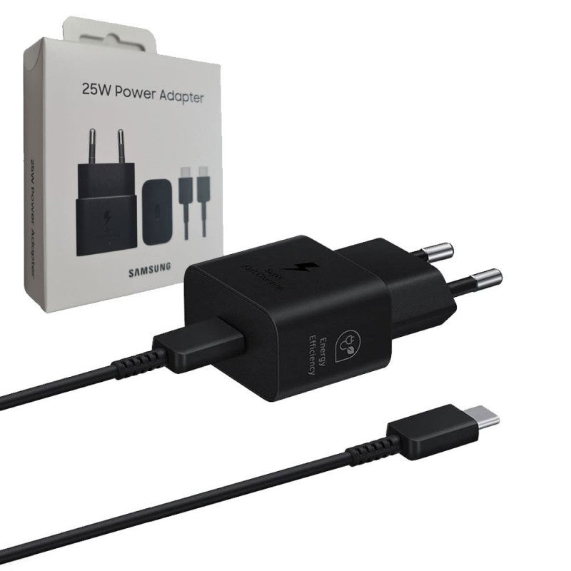 Samsung Adattatore USB-C EP-T2510XBEG Caricabatteria Ultra Fast 25W + Cavo Type-C Blister | Nero
