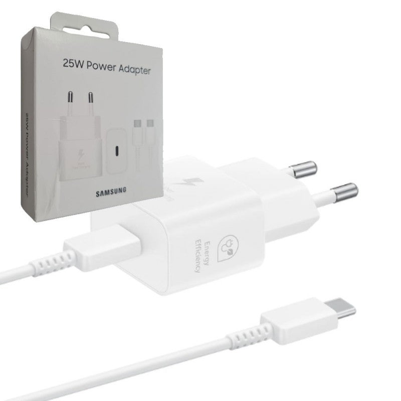 Samsung Adattatore USB-C EP-T2510XWEG Caricabatteria Ultra Fast 25W + Cavo Type-C Blister | Bianco